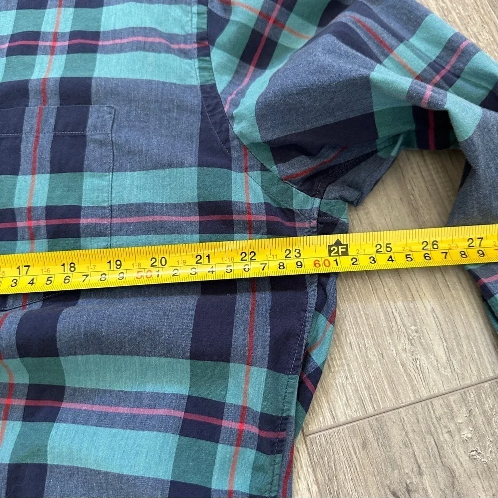 J.Crew Blue Green Plaid Men’s Classic Casual Button Down Cotton Shirt Size Large